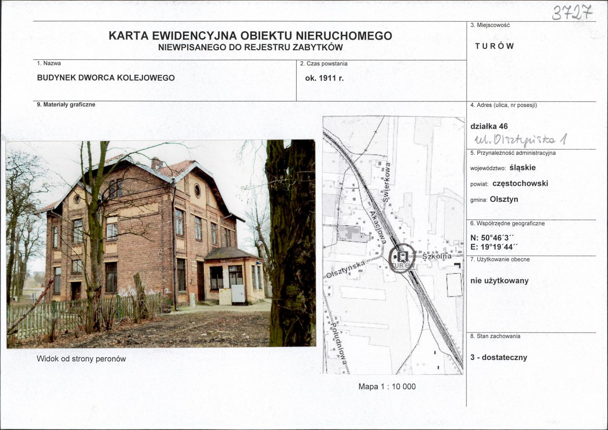 Karta obiektu niewpisanego do rejestru, skan nr 1