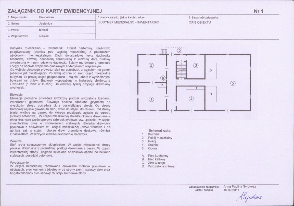 Karta obiektu niewpisanego do rejestru, skan nr 3