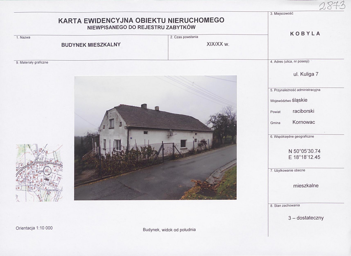 Karta obiektu niewpisanego do rejestru, skan nr 1