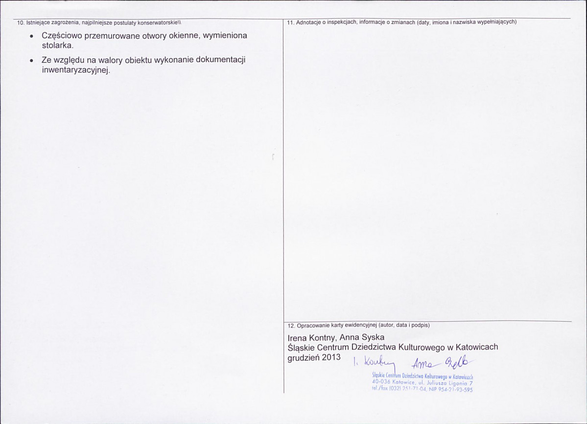 Karta obiektu niewpisanego do rejestru, skan nr 2