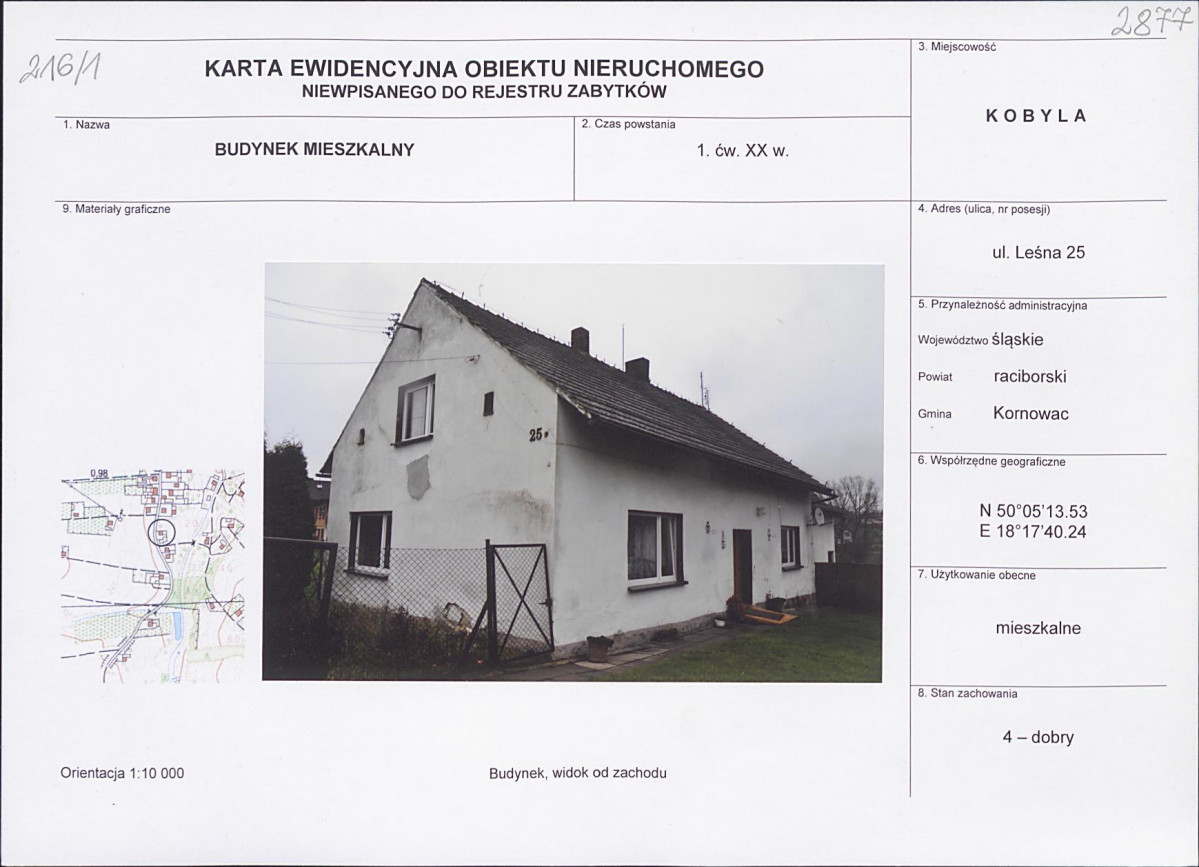 Karta obiektu niewpisanego do rejestru, skan nr 1