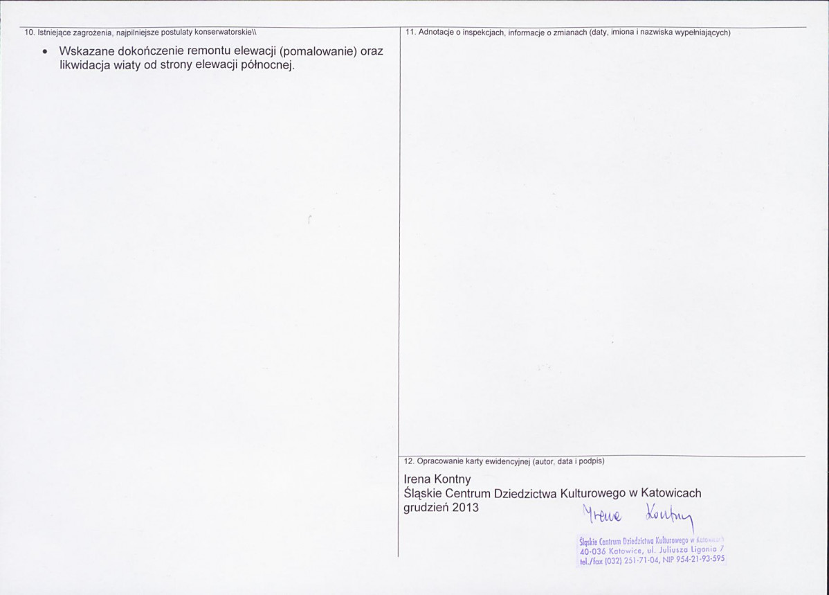 Karta obiektu niewpisanego do rejestru, skan nr 2
