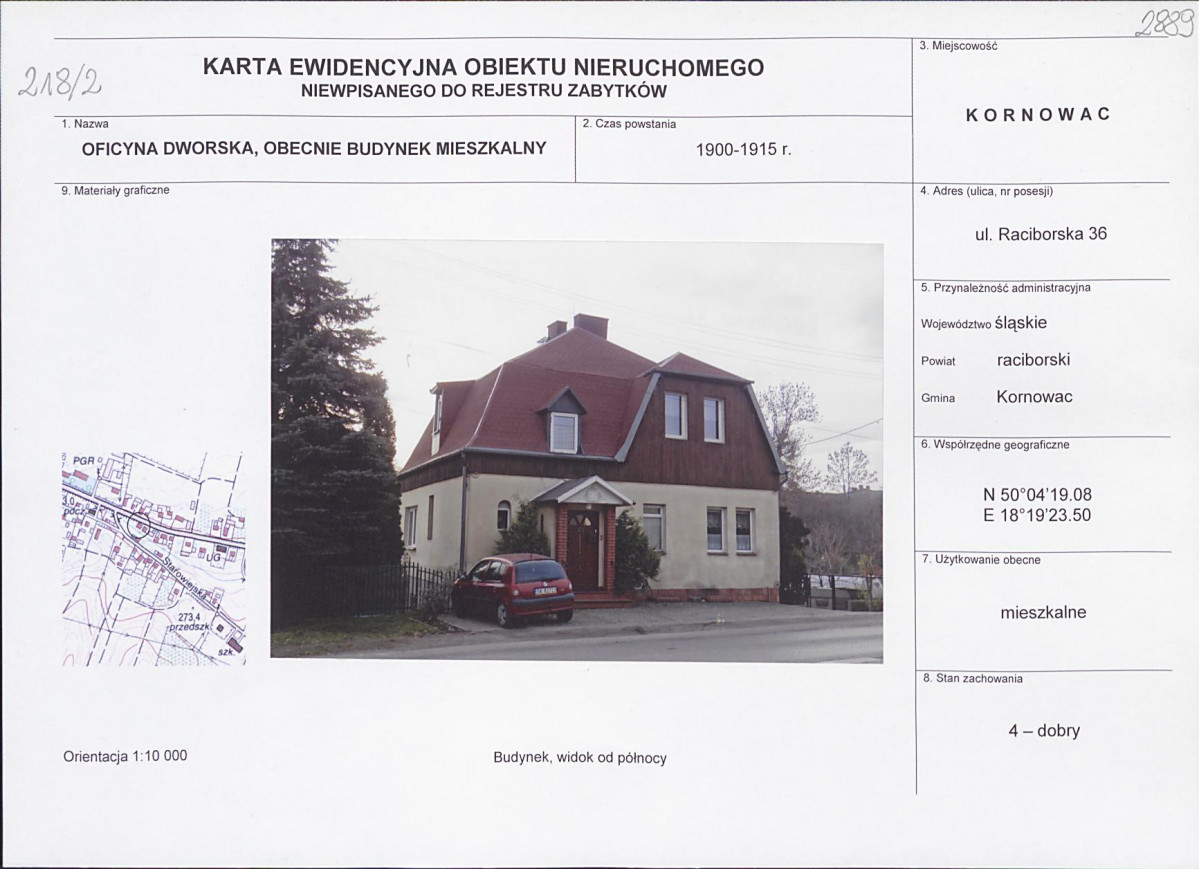Karta obiektu niewpisanego do rejestru, skan nr 1