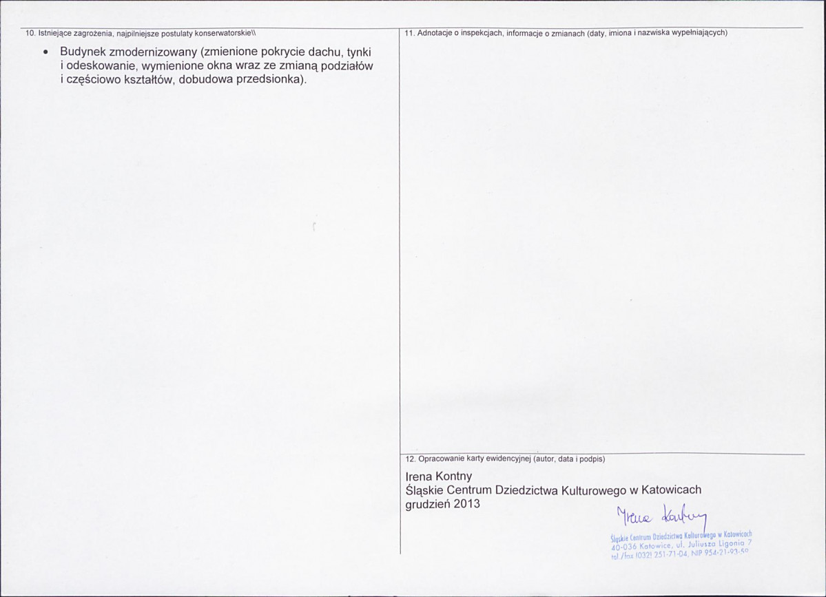 Karta obiektu niewpisanego do rejestru, skan nr 2