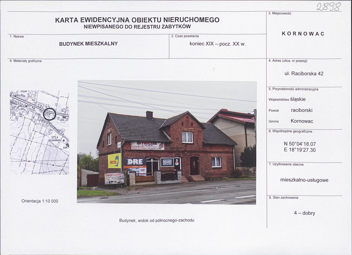 Karta obiektu niewpisanego do rejestru, skan nr 1