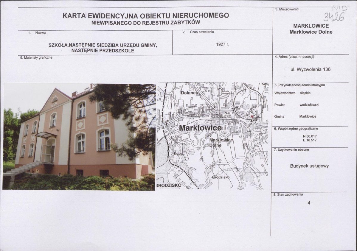 Karta obiektu niewpisanego do rejestru, skan nr 1