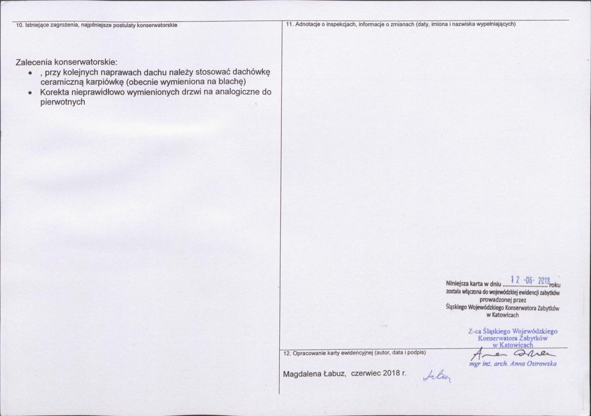 Karta obiektu niewpisanego do rejestru, skan nr 2