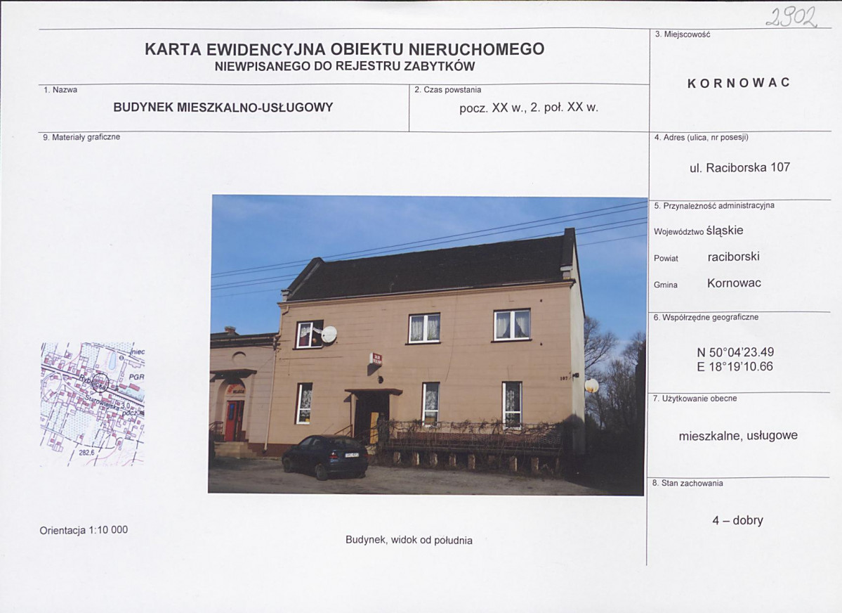 Karta obiektu niewpisanego do rejestru, skan nr 1
