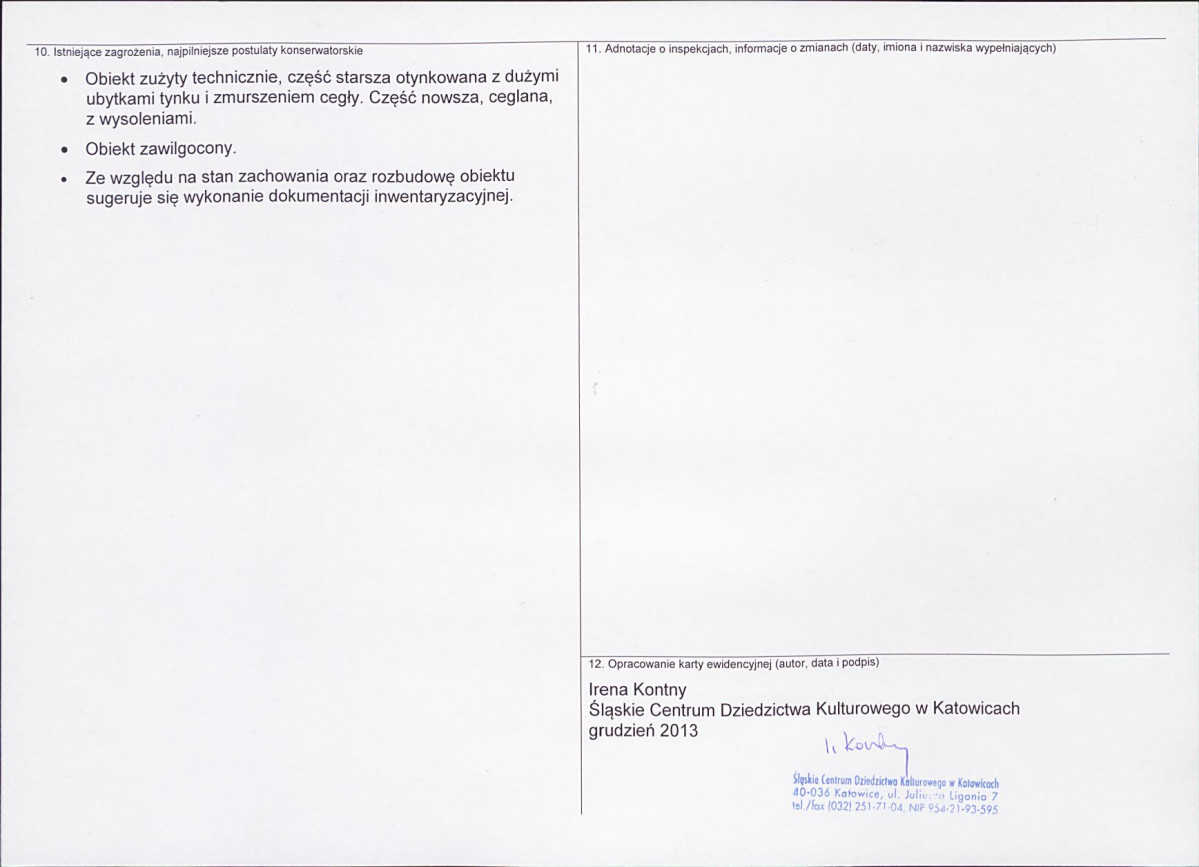 Karta obiektu niewpisanego do rejestru, skan nr 2