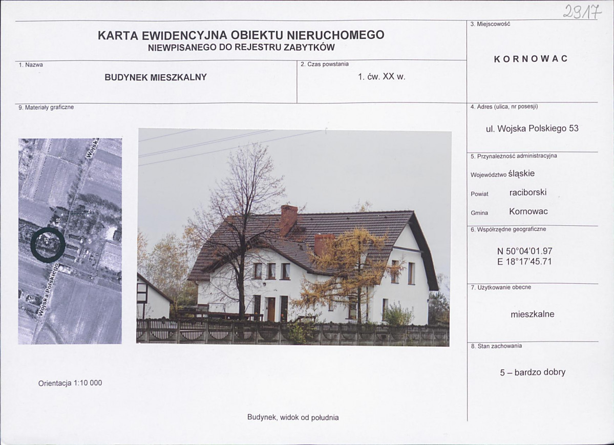 Karta obiektu niewpisanego do rejestru, skan nr 1