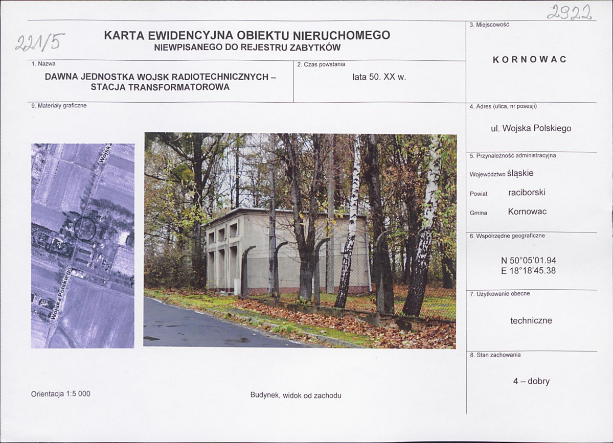 Karta obiektu niewpisanego do rejestru, skan nr 1