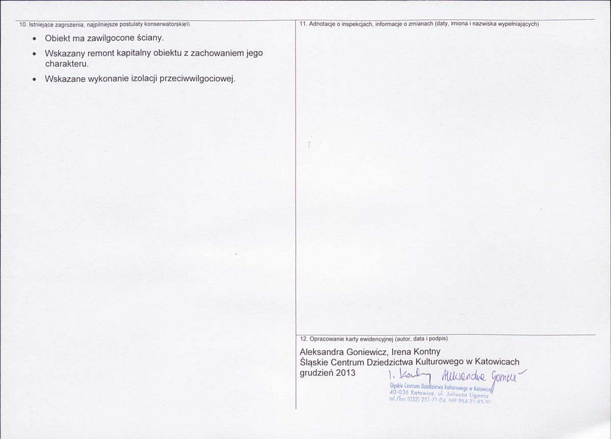 Karta obiektu niewpisanego do rejestru, skan nr 2