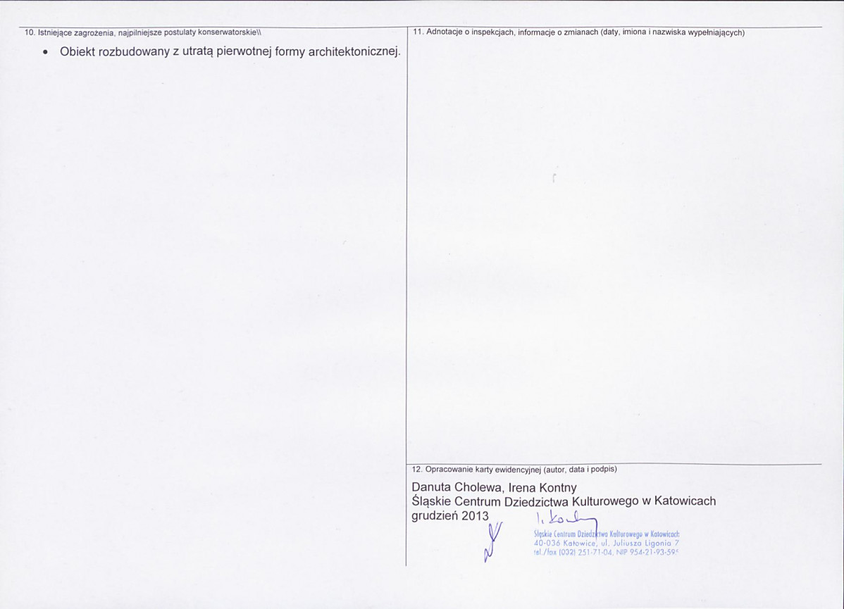 Karta obiektu niewpisanego do rejestru, skan nr 2