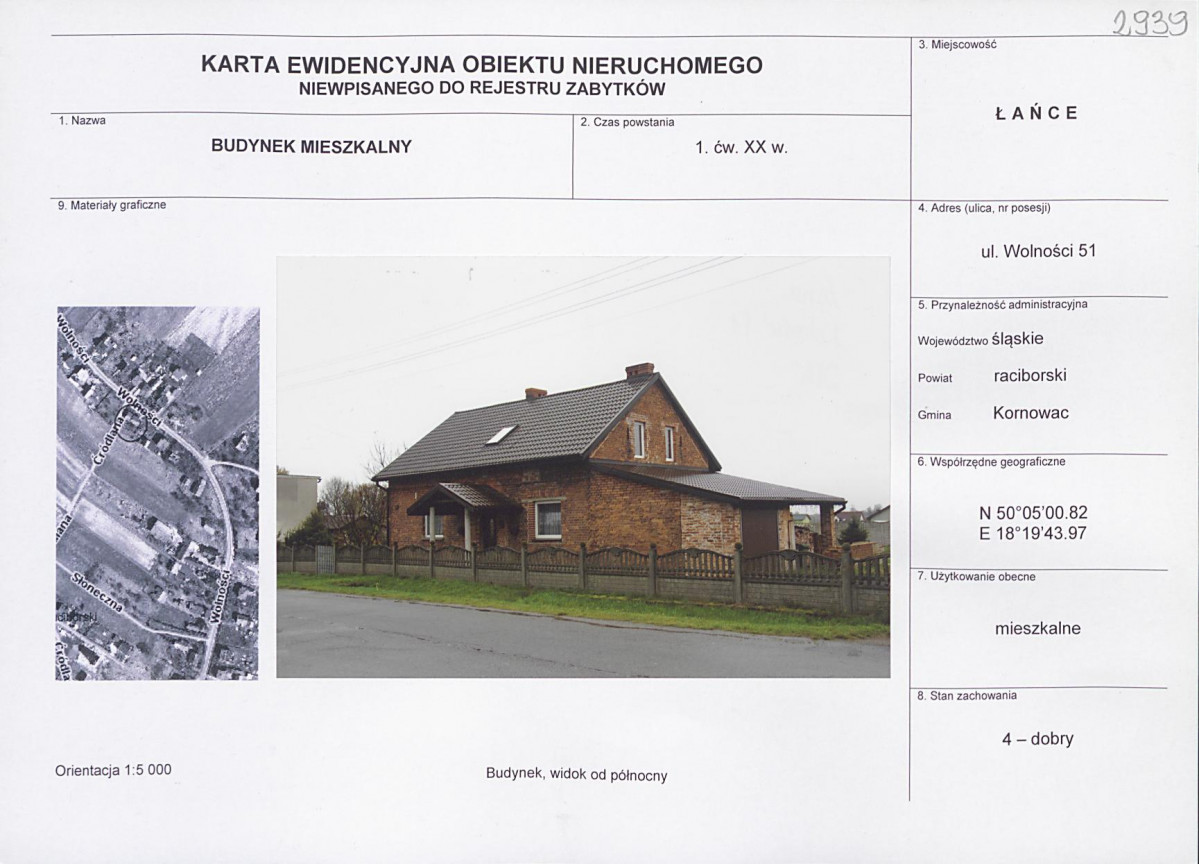 Karta obiektu niewpisanego do rejestru, skan nr 1