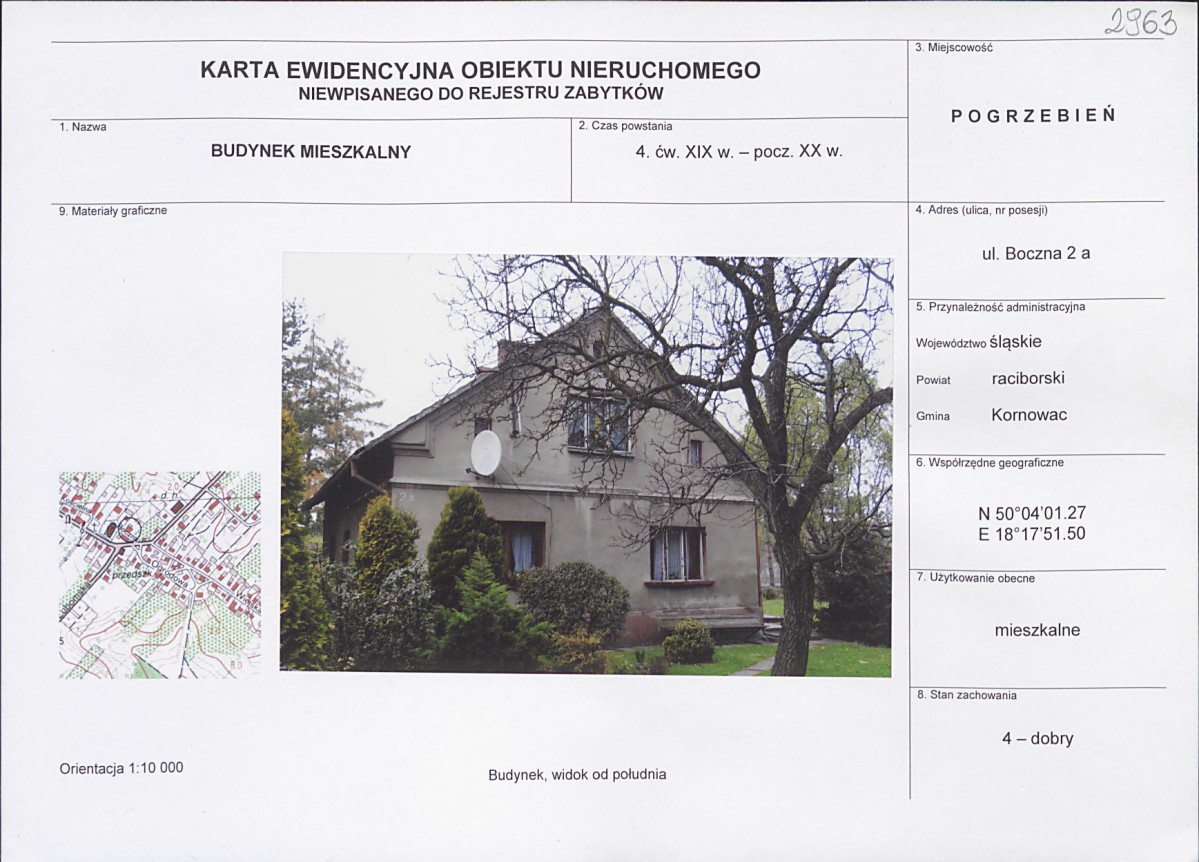 Karta obiektu niewpisanego do rejestru, skan nr 1