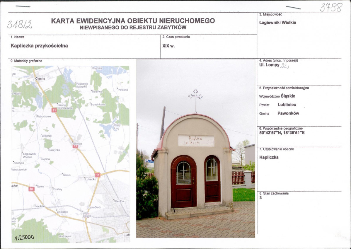 Karta obiektu niewpisanego do rejestru, skan nr 1