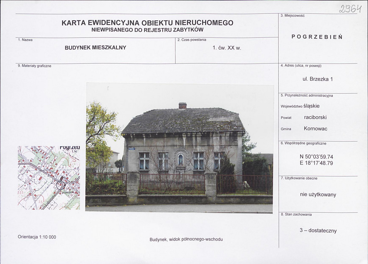 Karta obiektu niewpisanego do rejestru, skan nr 1