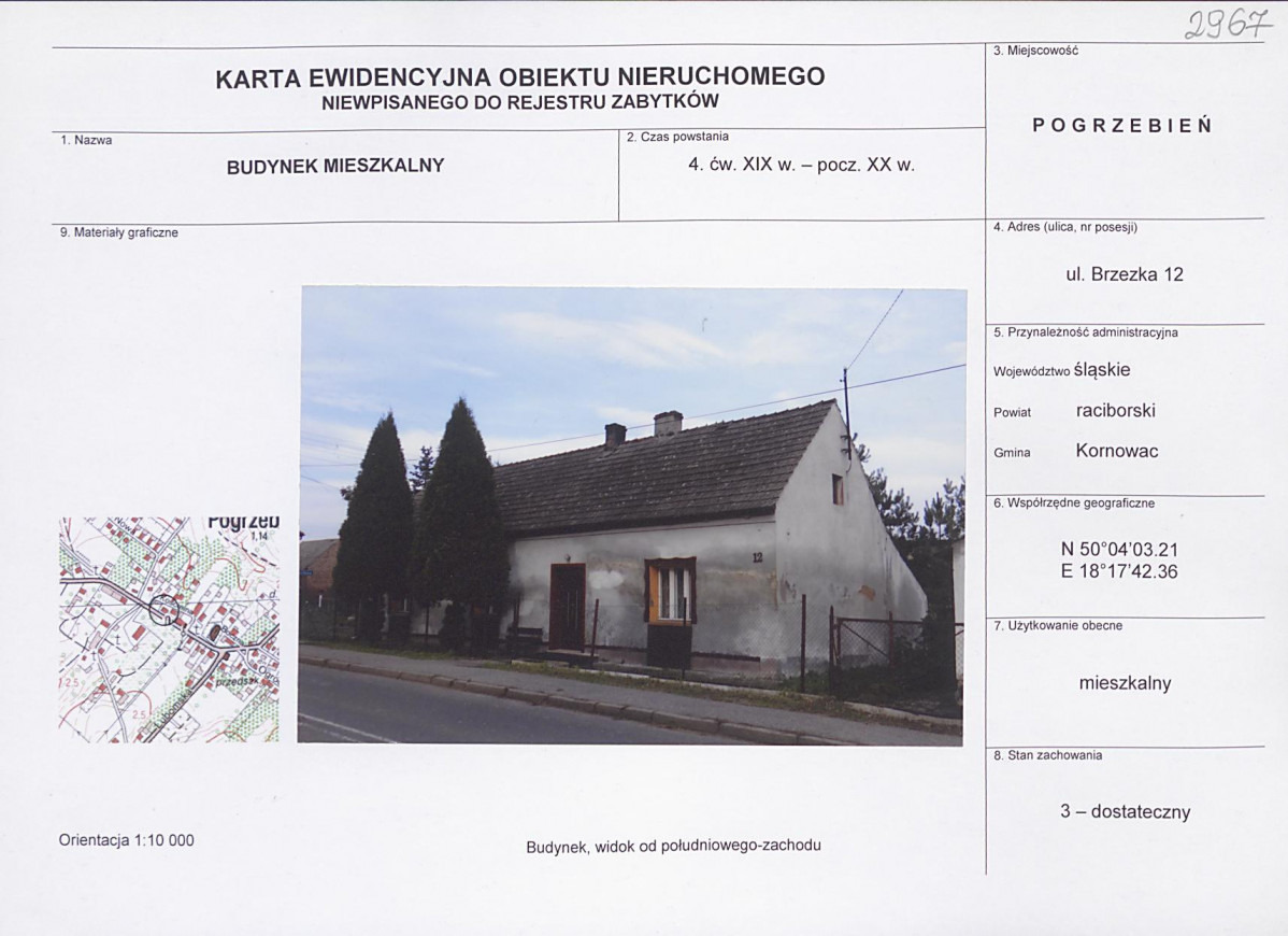Karta obiektu niewpisanego do rejestru, skan nr 1