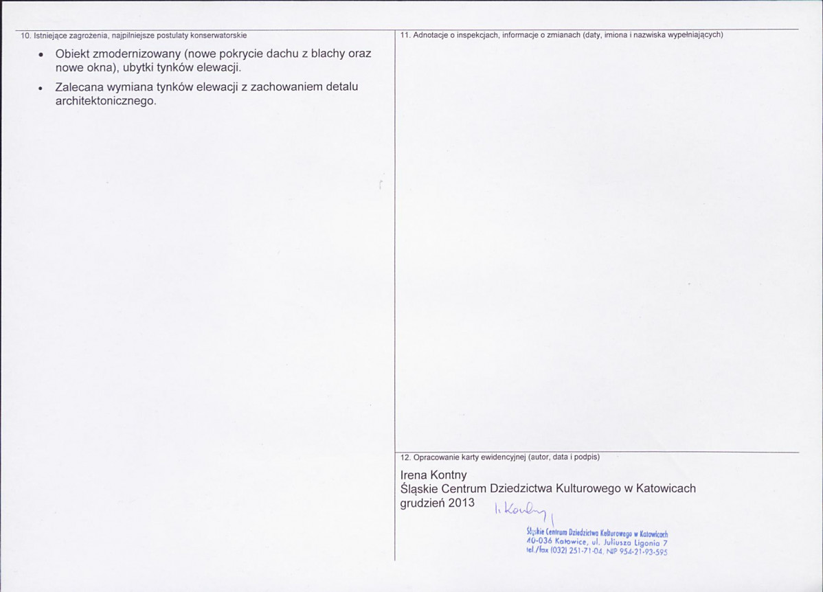 Karta obiektu niewpisanego do rejestru, skan nr 2