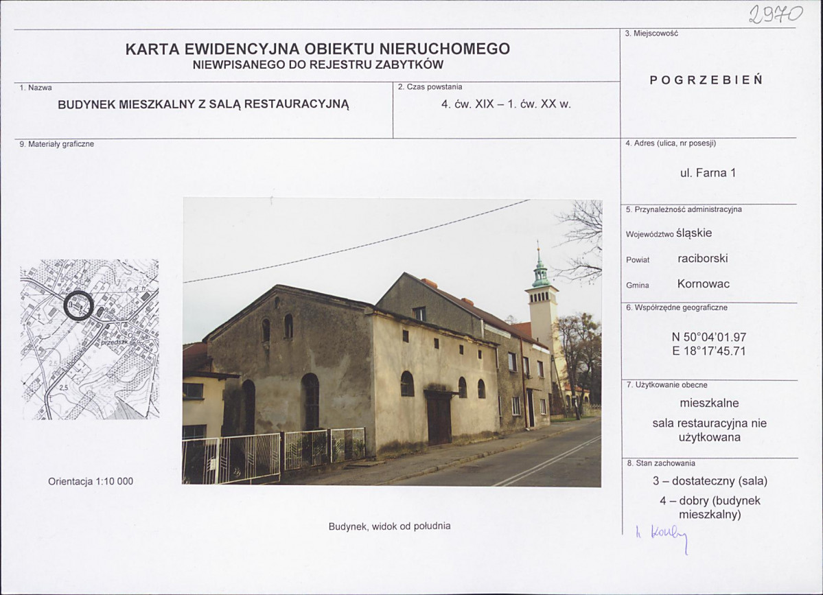 Karta obiektu niewpisanego do rejestru, skan nr 1