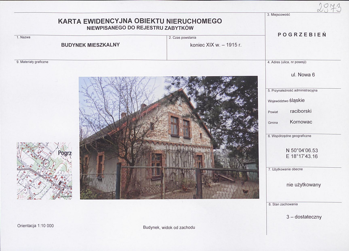 Karta obiektu niewpisanego do rejestru, skan nr 1