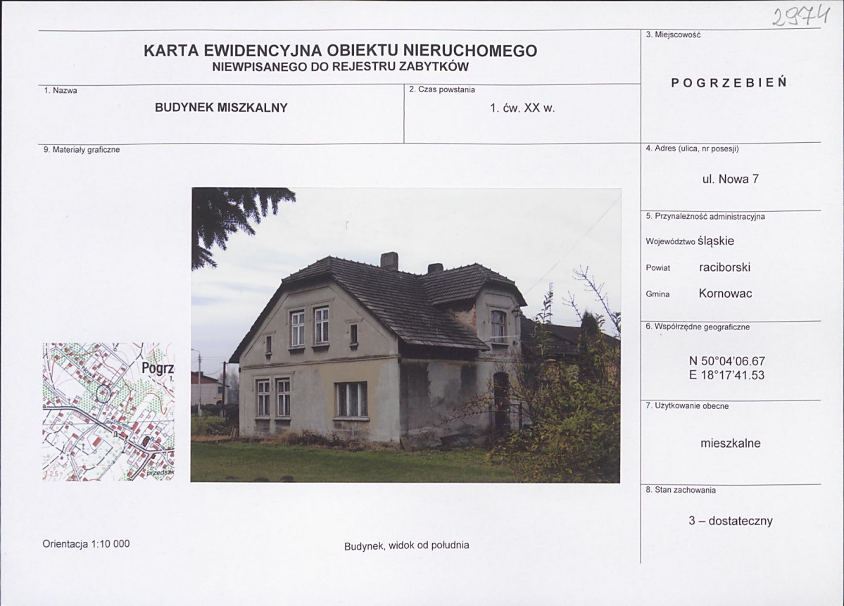 Karta obiektu niewpisanego do rejestru, skan nr 1