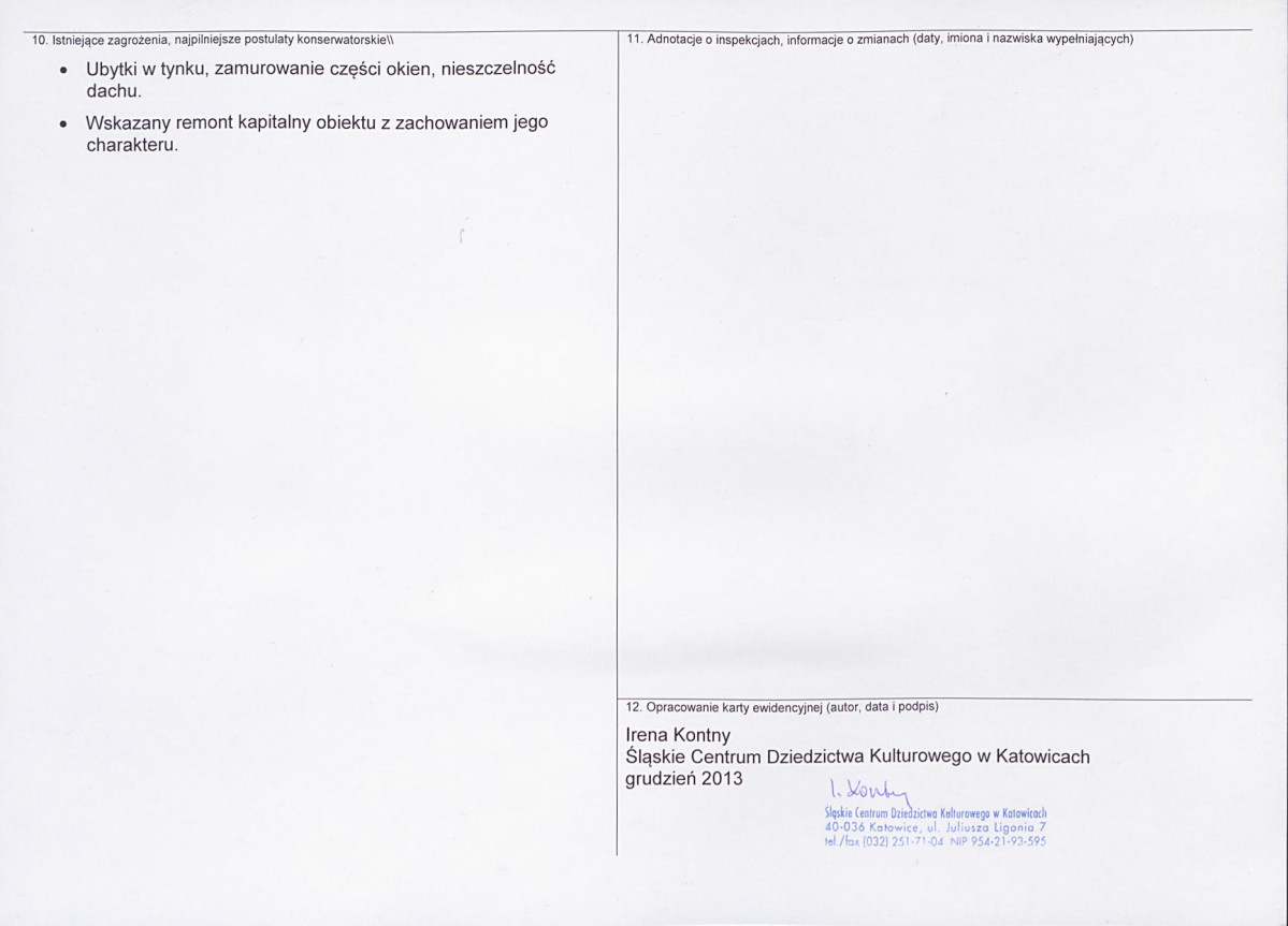 Karta obiektu niewpisanego do rejestru, skan nr 2