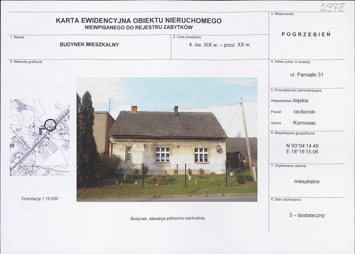Karta obiektu niewpisanego do rejestru, skan nr 1