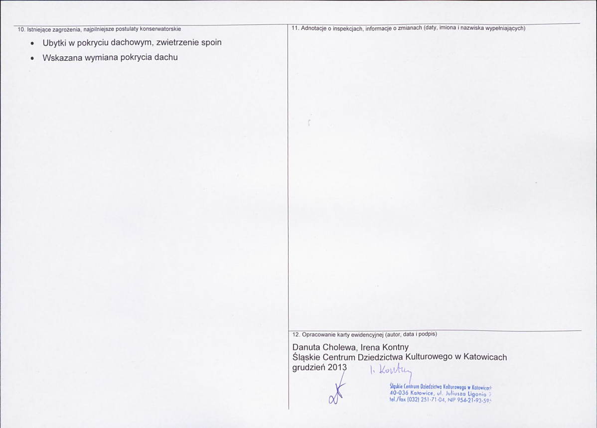 Karta obiektu niewpisanego do rejestru, skan nr 2