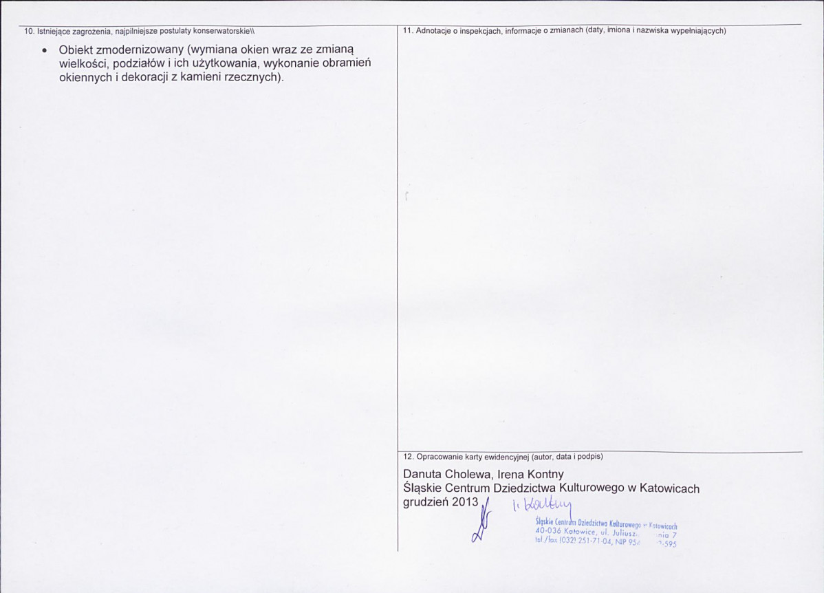 Karta obiektu niewpisanego do rejestru, skan nr 2