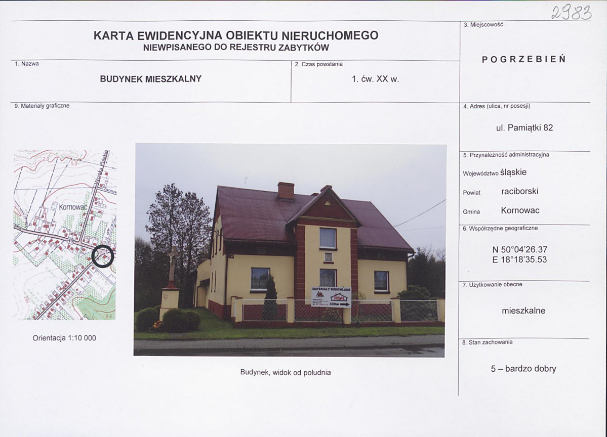 Karta obiektu niewpisanego do rejestru, skan nr 1