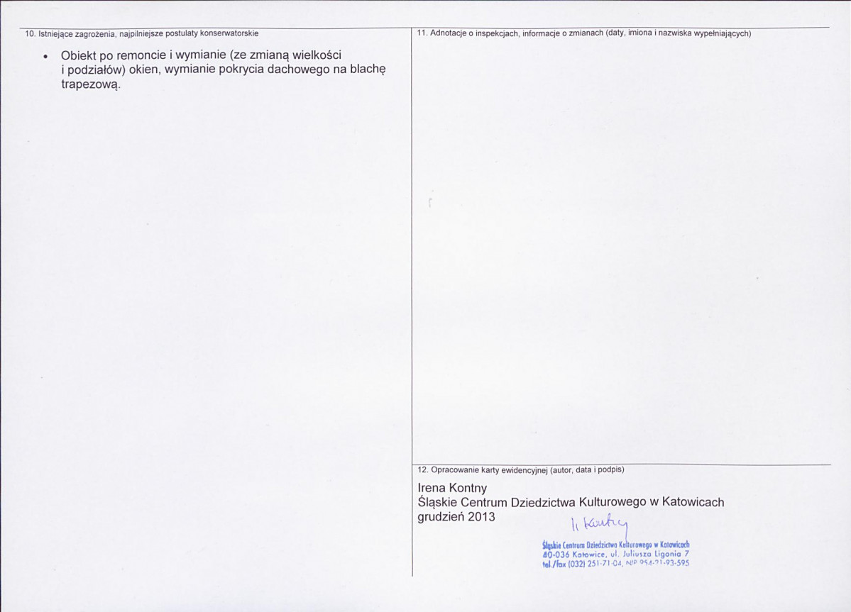 Karta obiektu niewpisanego do rejestru, skan nr 2