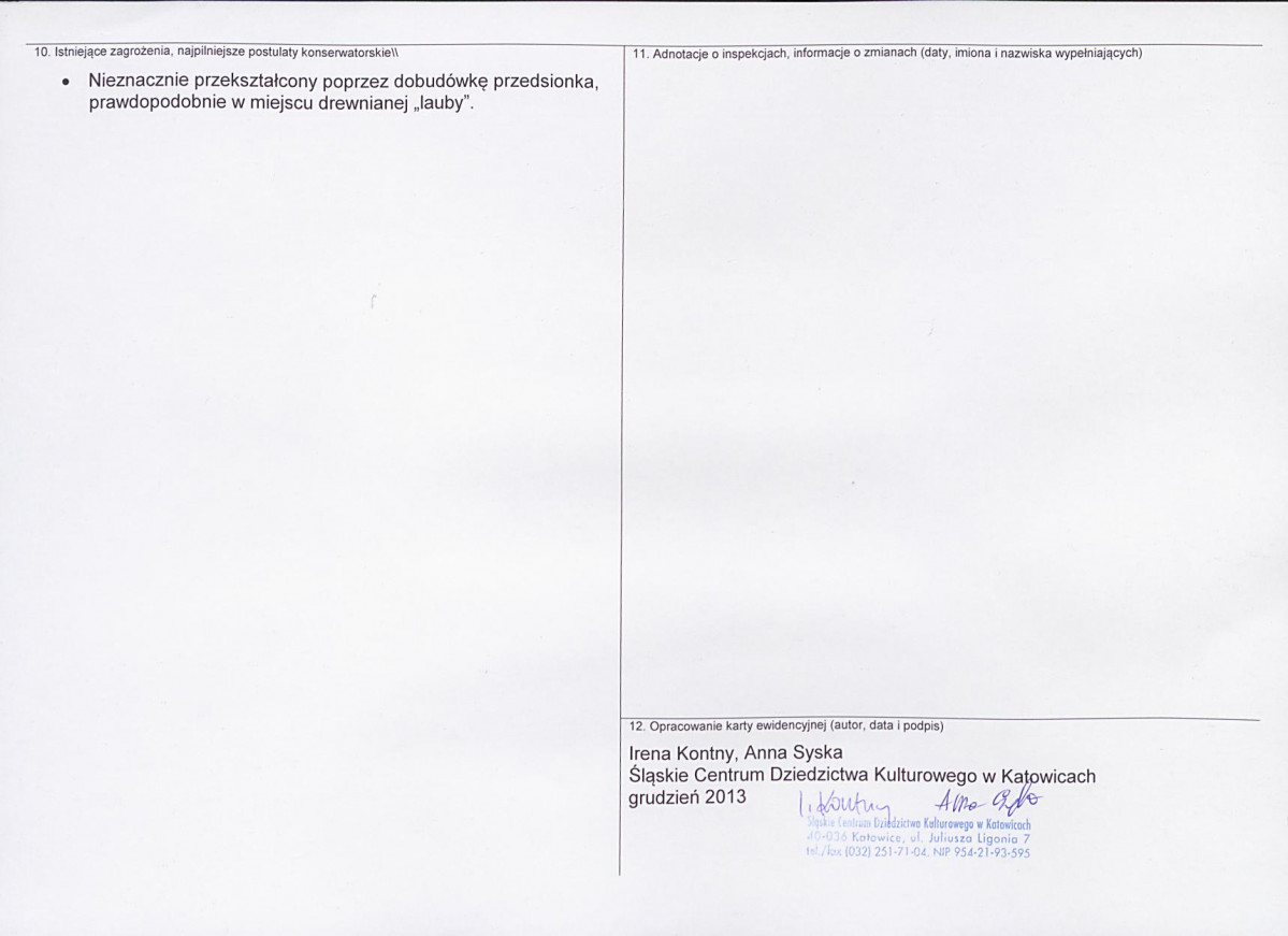Karta obiektu niewpisanego do rejestru, skan nr 2