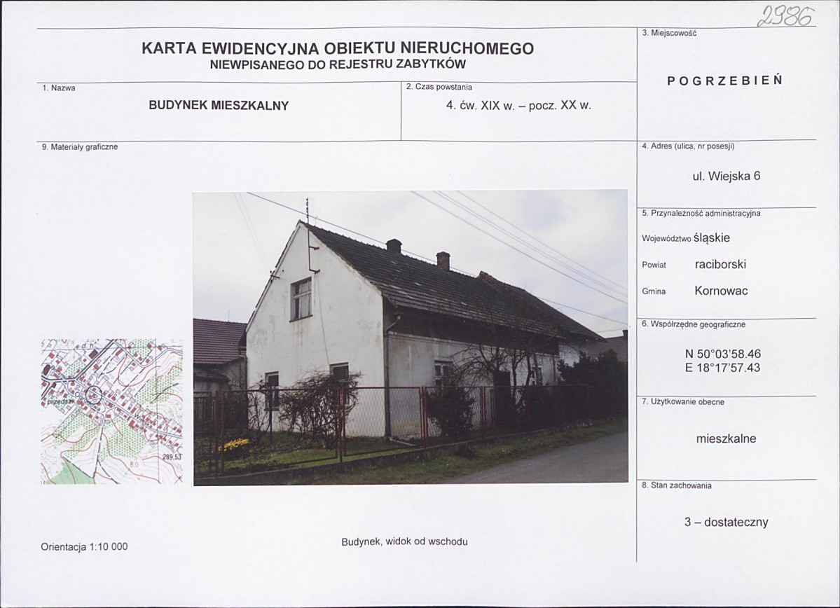 Karta obiektu niewpisanego do rejestru, skan nr 1