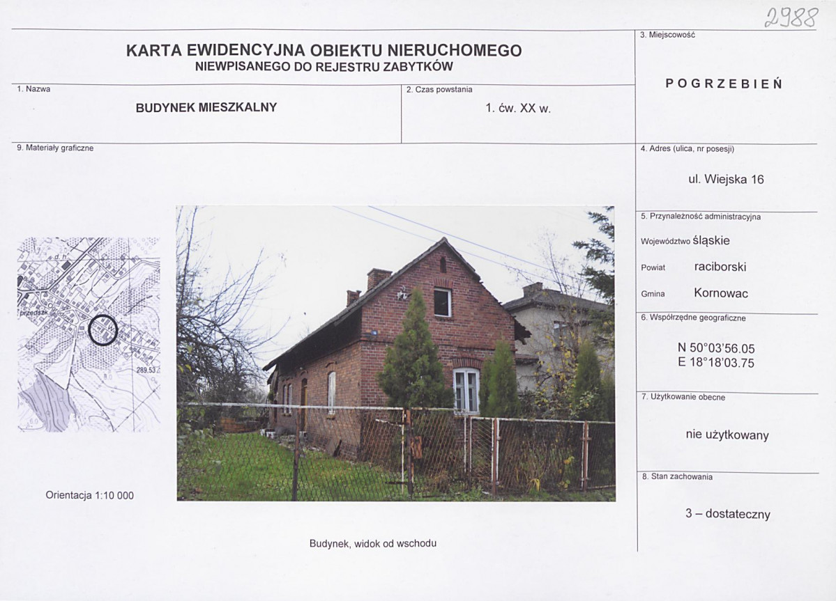 Karta obiektu niewpisanego do rejestru, skan nr 1