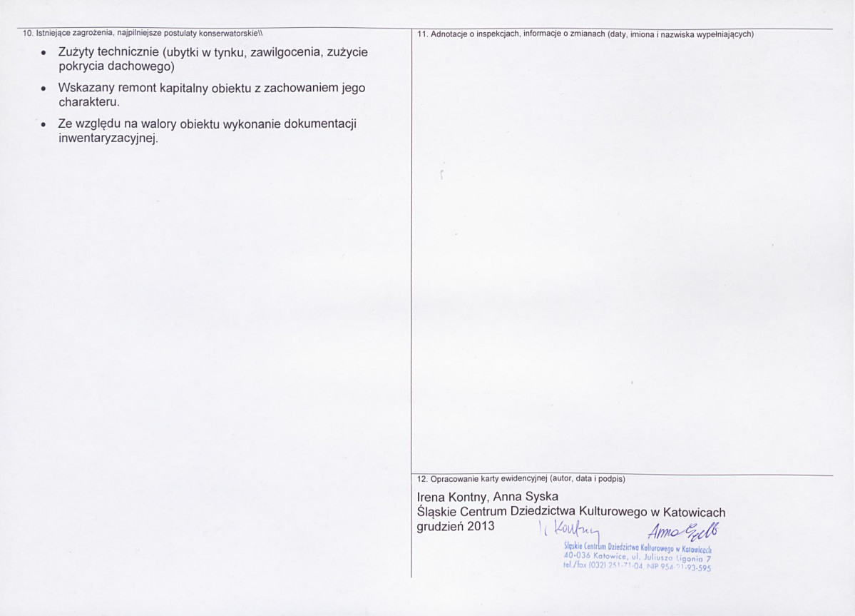 Karta obiektu niewpisanego do rejestru, skan nr 2