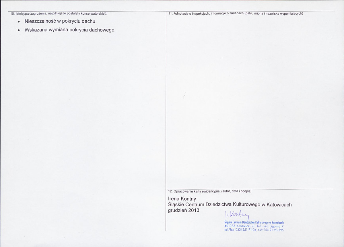 Karta obiektu niewpisanego do rejestru, skan nr 2
