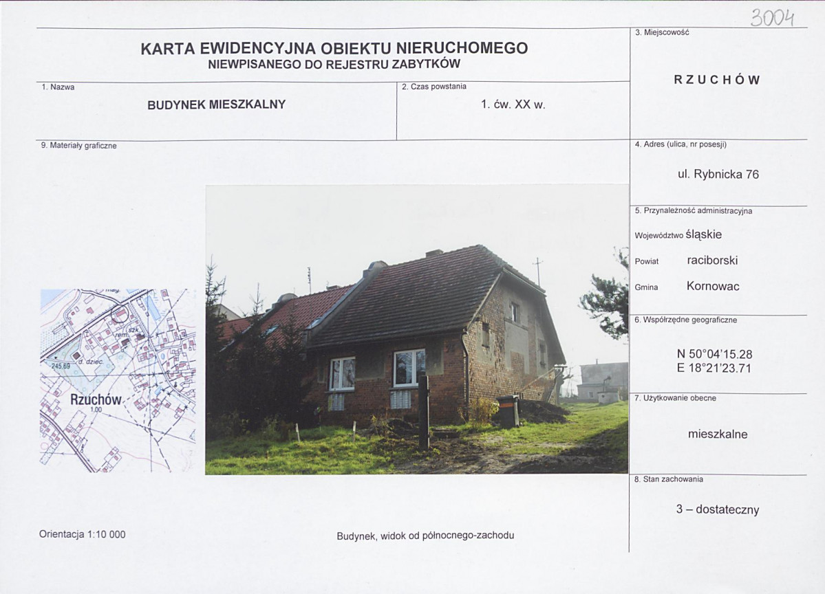 Karta obiektu niewpisanego do rejestru, skan nr 1