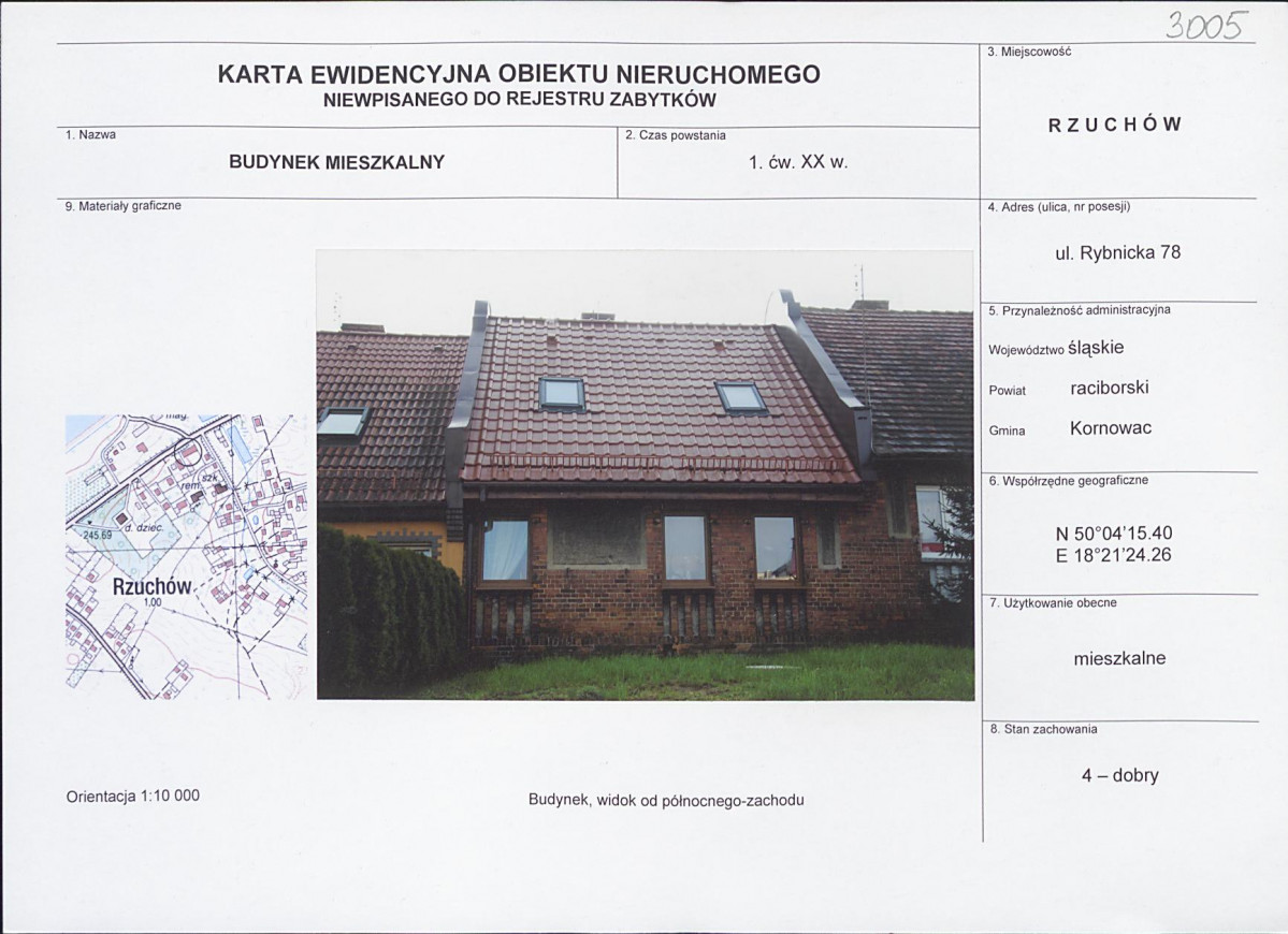 Karta obiektu niewpisanego do rejestru, skan nr 1