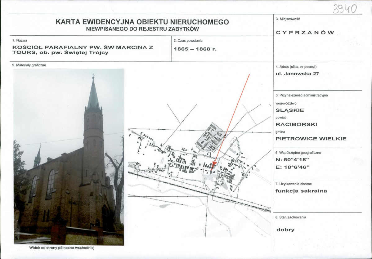 Karta obiektu niewpisanego do rejestru, skan nr 1