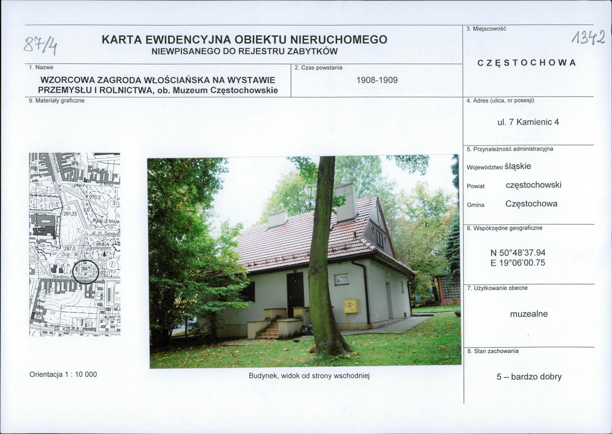 Karta obiektu niewpisanego do rejestru, skan nr 1