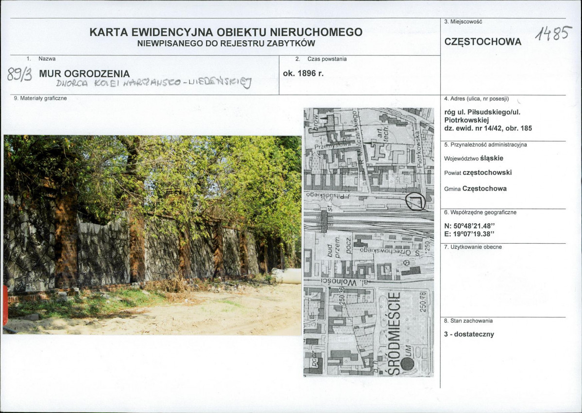 Karta obiektu niewpisanego do rejestru, skan nr 1