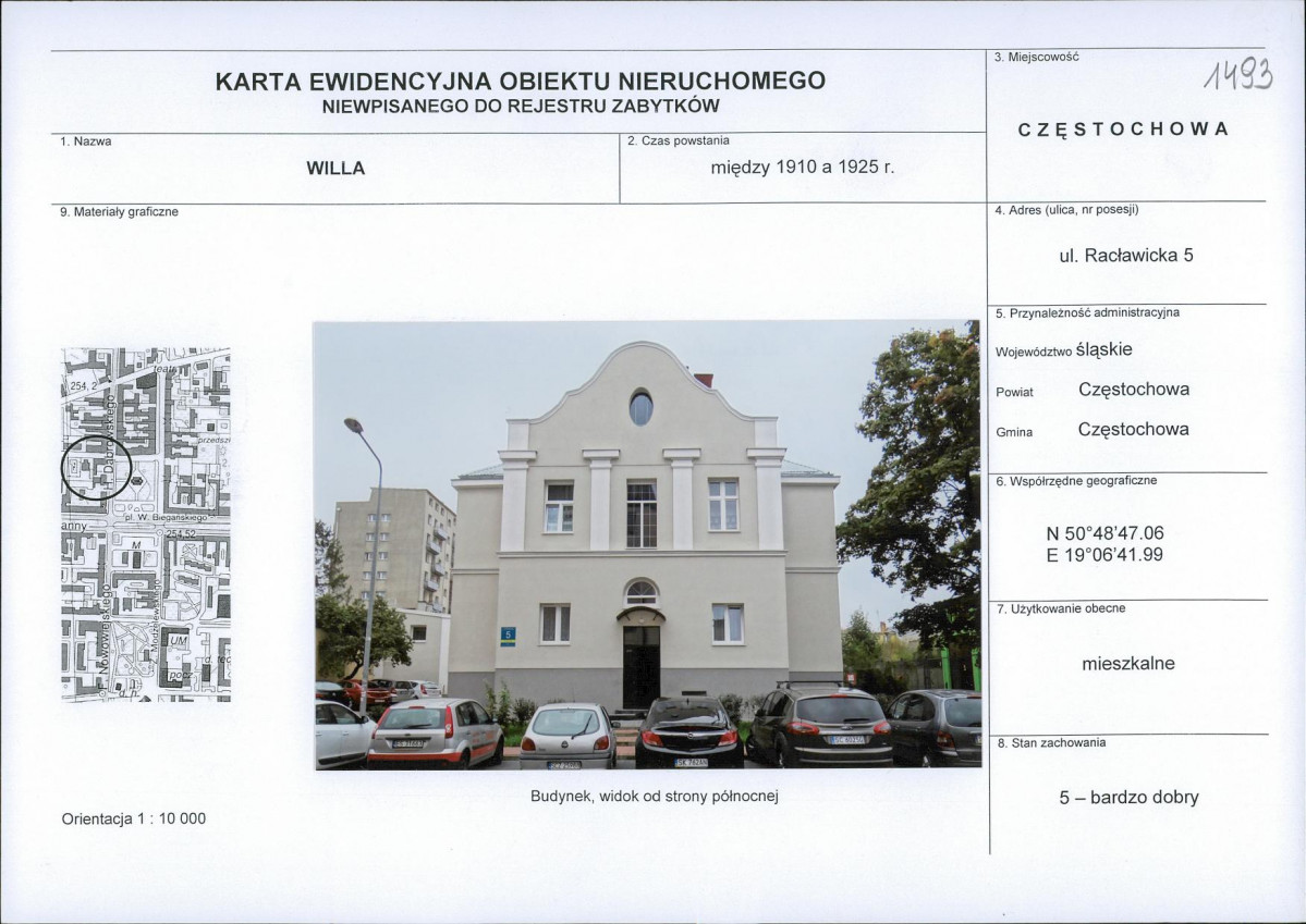 Karta obiektu niewpisanego do rejestru, skan nr 1