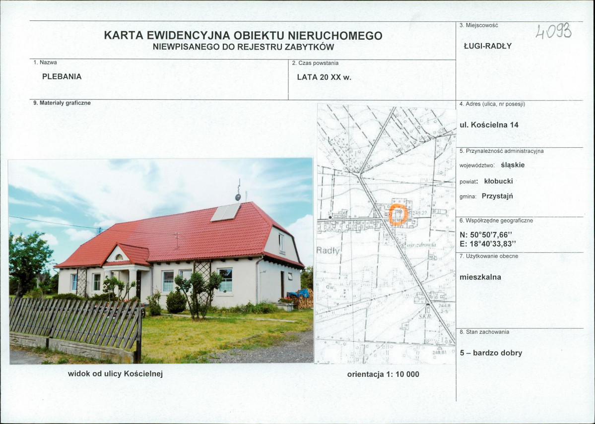 Karta obiektu niewpisanego do rejestru, skan nr 1