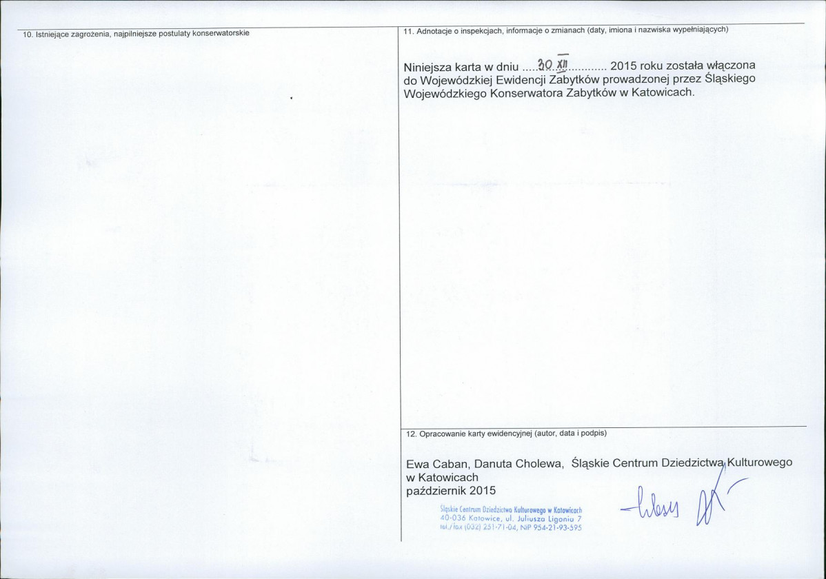 Karta obiektu niewpisanego do rejestru, skan nr 2