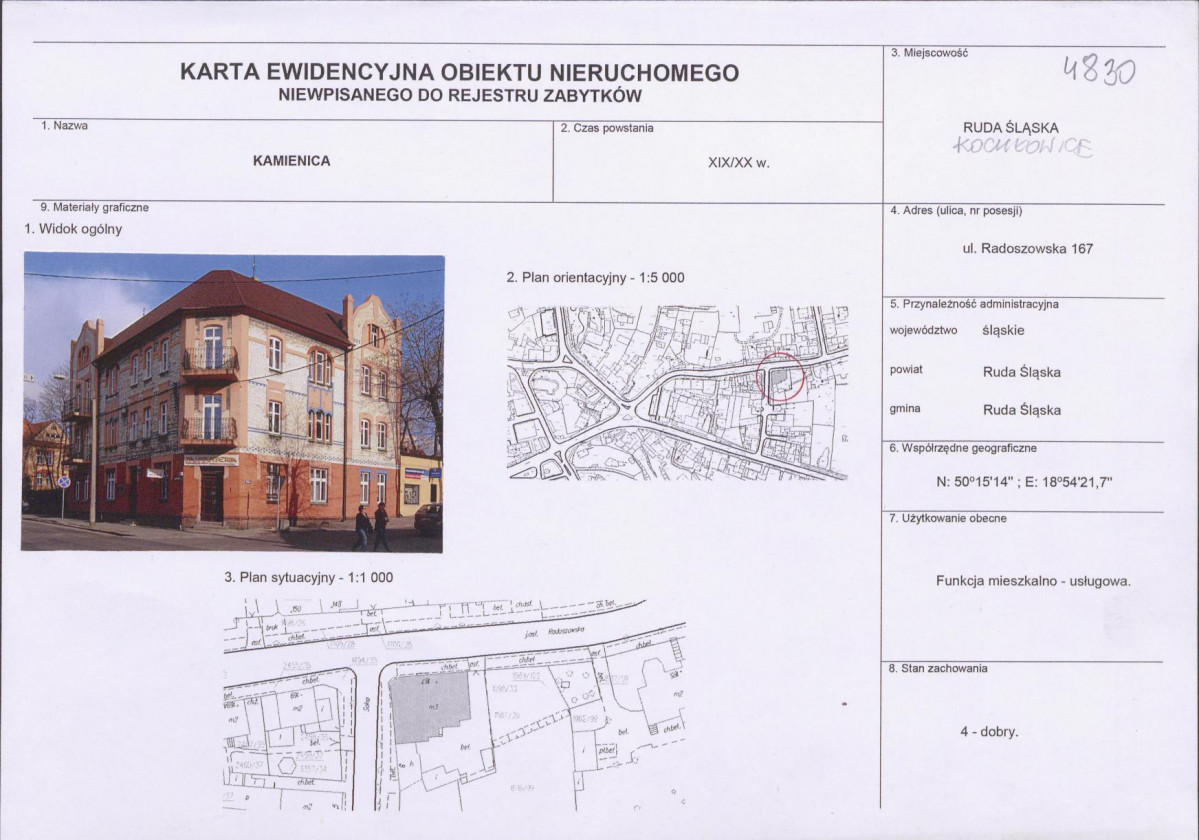 Karta obiektu niewpisanego do rejestru, skan nr 1