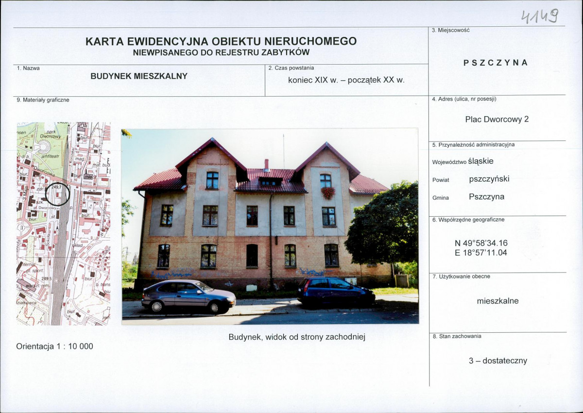 Karta obiektu niewpisanego do rejestru, skan nr 1