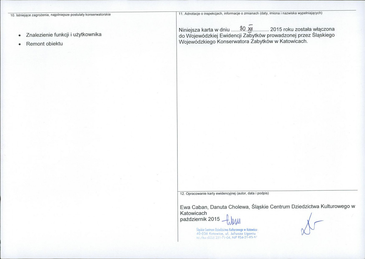 Karta obiektu niewpisanego do rejestru, skan nr 2
