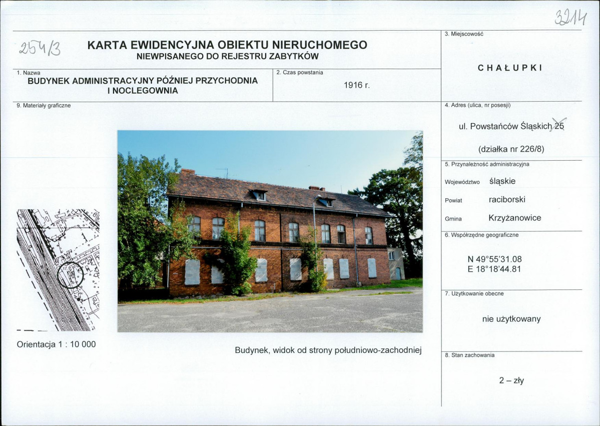 Karta obiektu niewpisanego do rejestru, skan nr 1