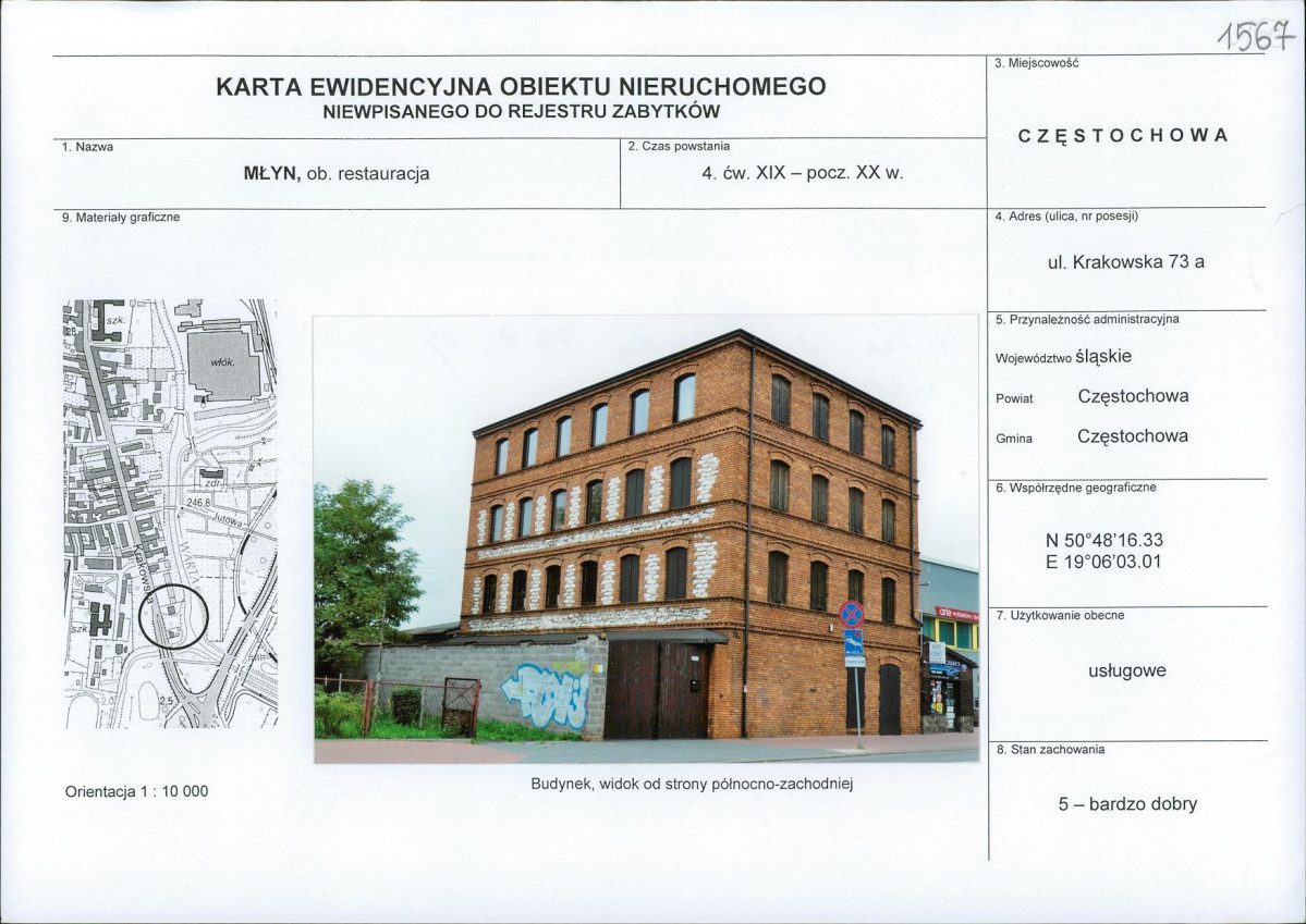 Karta obiektu niewpisanego do rejestru, skan nr 1
